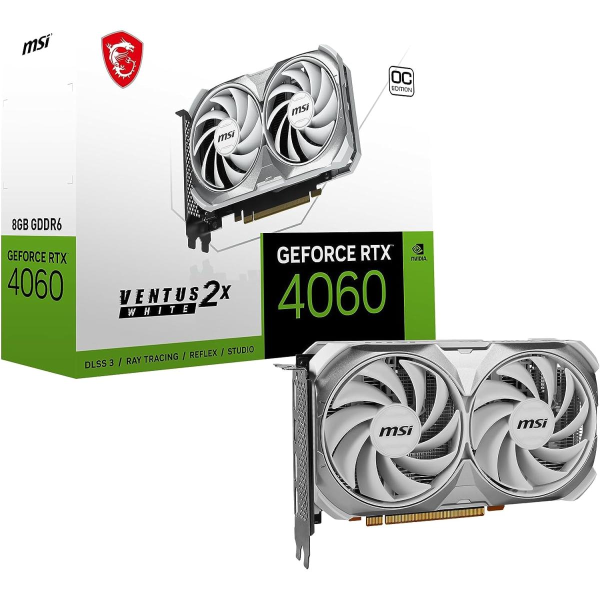 MSI GeForce RTX 4060 VENTUS 2X WHITE 8GB OC GDDR6 - Graphics Card MSI GeForce RTX 4060 VENTUS 2X WHITE 8GB OC GDDR6 - Graphics Card